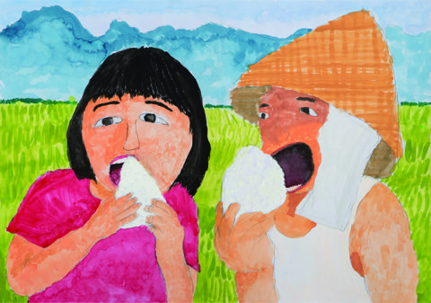 おじいちゃんおいしいお米をありがとう