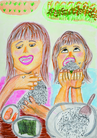 妹といっしょにおにぎり作り！